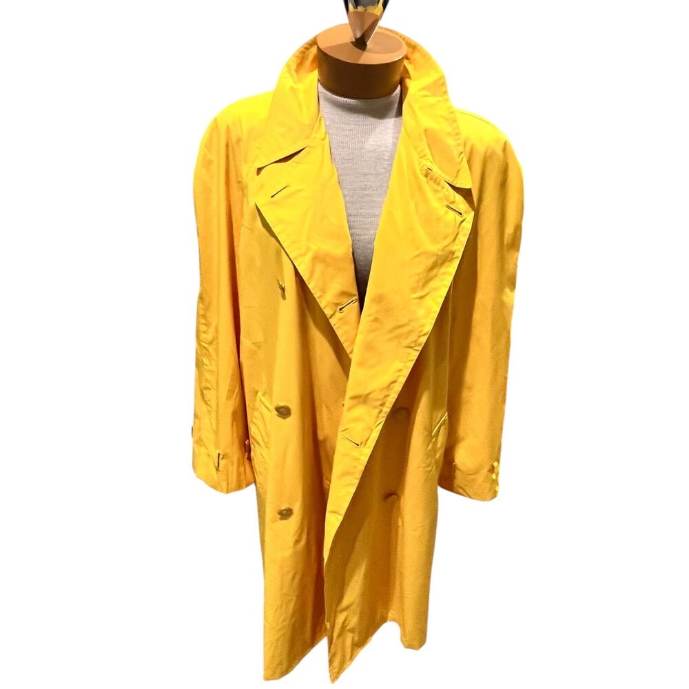 Vintage Liz Claiborne Yellow Trench Coat Womens M L Midi Anchor Buttons Nautical